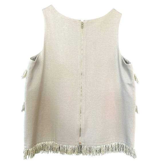Anthropologie Sunday In Brooklyn Gold Fringe Sleeveless Top - Picture 8 of 12